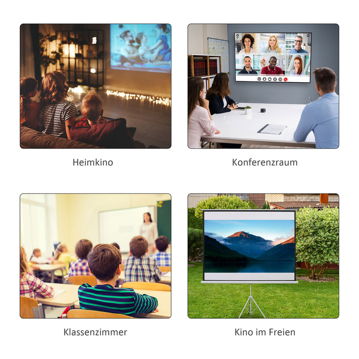 Projektionslærred i 4:3-format, biograflærred, præsentationsoverflade til hjemmet eller kontoret, hvid