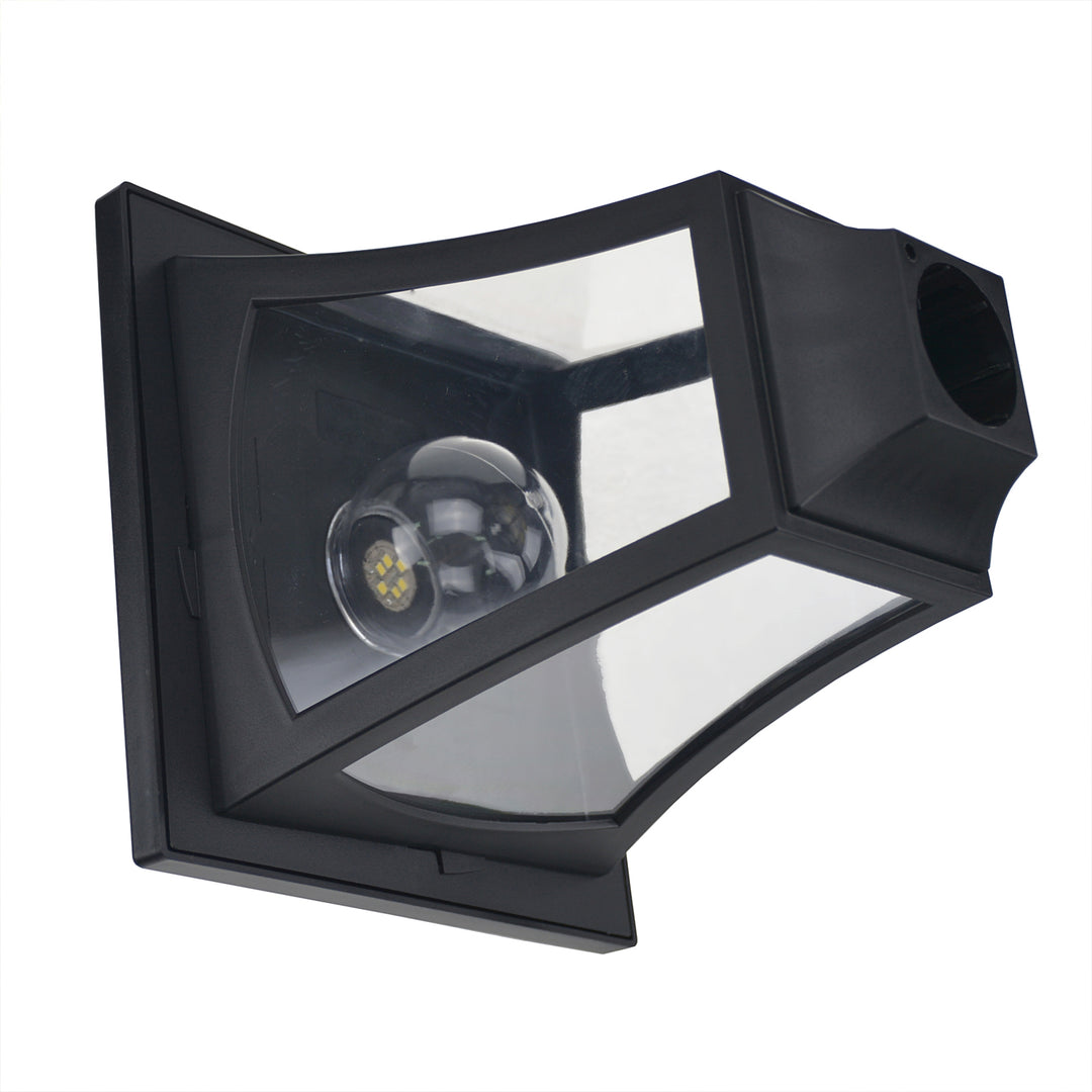 Solcellehavelanterne med 3 lys, lanternestang i rustfrit stål, solcellelanterne med LED 120 lumen, 51,5x47x182,5 cm, stilampe IP44 til havebalkon, sort