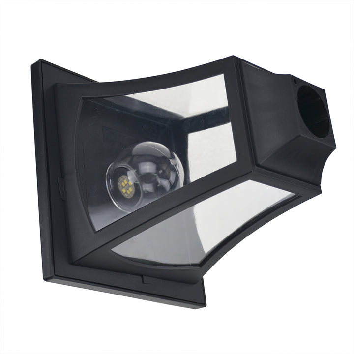 Solcellehavelanterne med 3 lys, lanternestang i rustfrit stål, solcellelanterne med LED 120 lumen, 51,5x47x182,5 cm, stilampe IP44 til havebalkon, sort