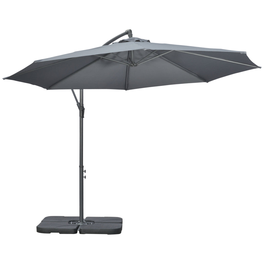 Fritstående parasol, haveparasol, inklusive krydsfod, vejrbestandig, 292 cm x 292 cm x 247 cm, grå