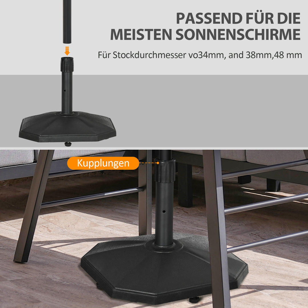 Paraplystativ, 18 kg, cementfyldning, kompakt design, plastikhus, sort, 45,5 x 45,5 x 33 cm