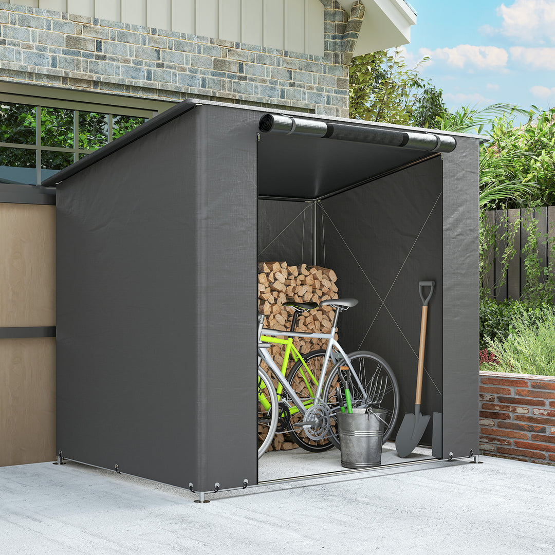 Teltgarage 1,9x1,2 m Vandtæt garagetelt med rulledør med lynlås og ventilationsvindue Mørkegrå