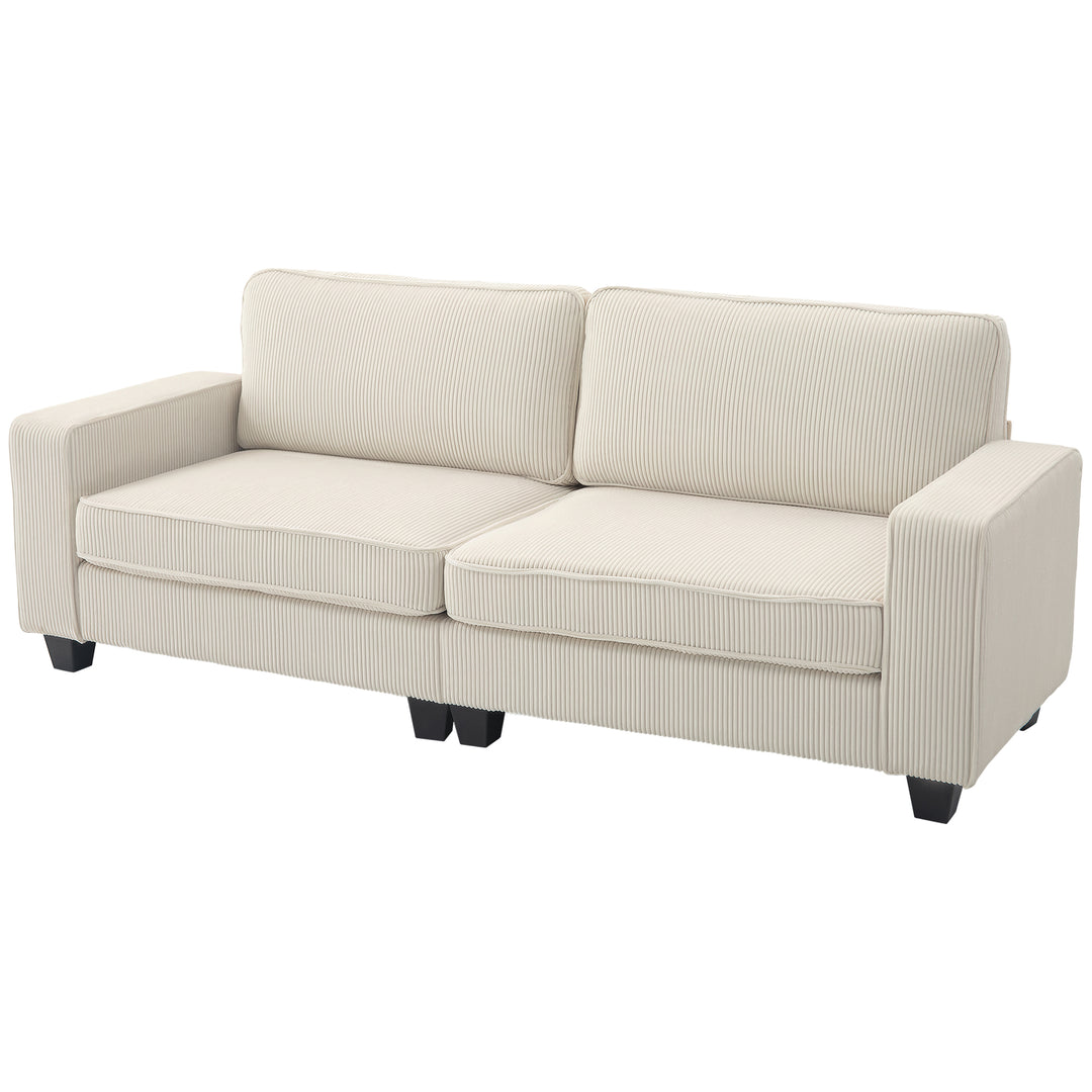 3-personers sofa med fløjlsbetræk, stuesofa med fjederkerne, op til 400 kg, 227 x 84 x 87 cm, cremehvid