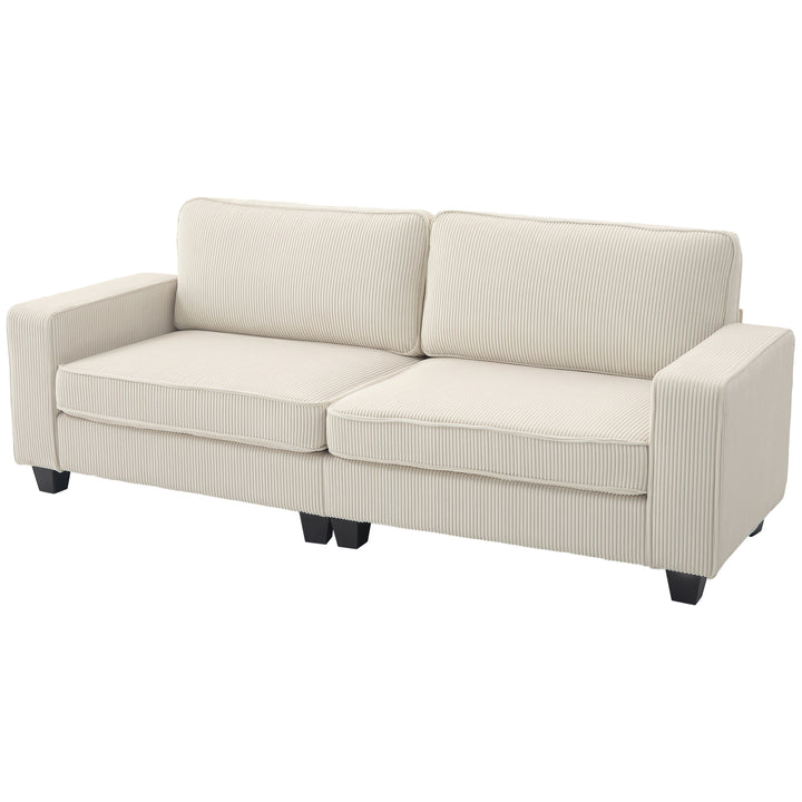 3-personers sofa med fløjlsbetræk, stuesofa med fjederkerne, op til 400 kg, 227 x 84 x 87 cm, cremehvid