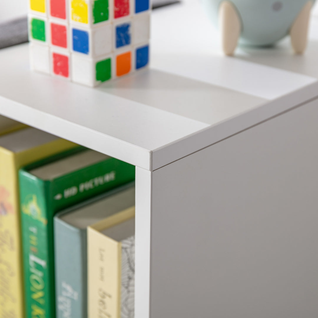 2-i-1 børnehylde + bænk inkl. hynde 103 cm × 30 cm × 62 cm hvid + grå