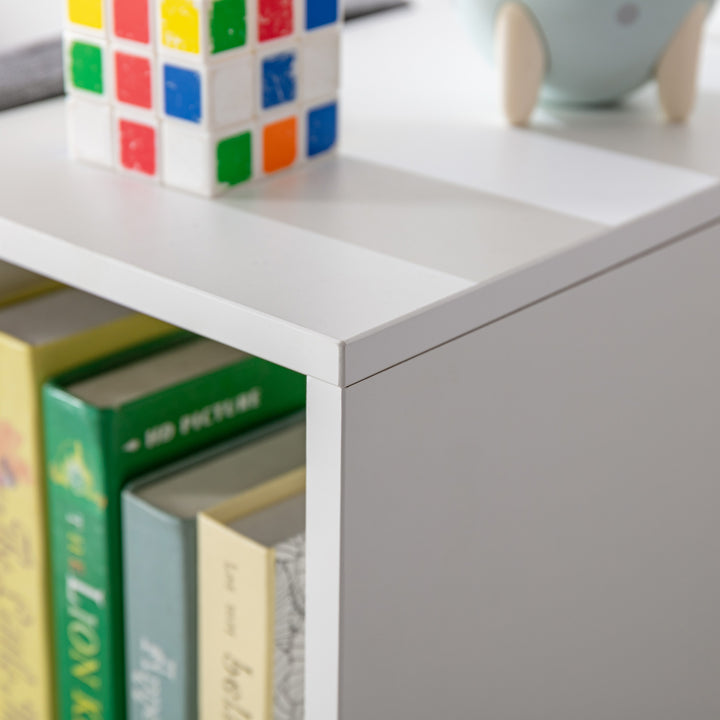 2-i-1 børnehylde + bænk inkl. hynde 103 cm × 30 cm × 62 cm hvid + grå