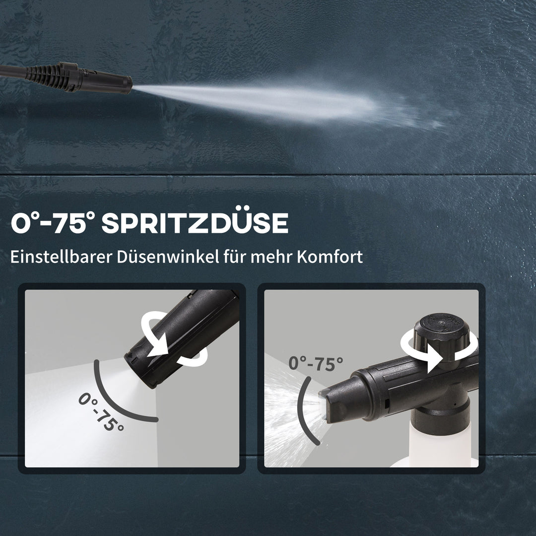 Højtryksrenser, 5-delt tilbehør, justerbar sprøjtedyse, 150 bar tryk, 1800 w, maks. 510 l/t, 35 x 27 x 78 cm