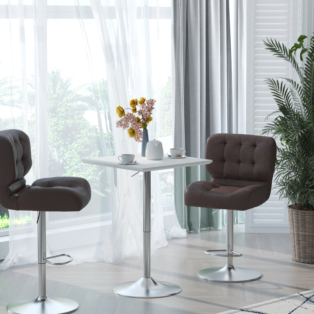 Barbord bistrobord pub højdejusterbart firkantet ståbord stål hvid 60 x 60 x 69-92 cm