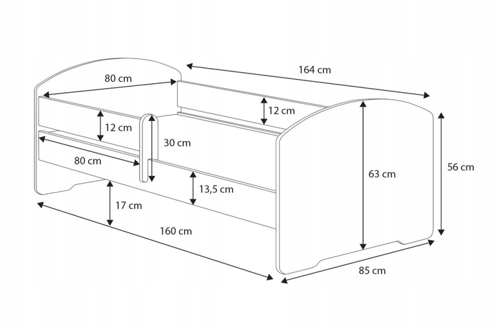 LUK børneseng 160x80 med skuffe - Tog
