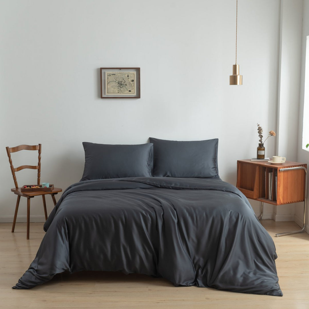 Mørkeblå Bambus Sengesæt 1-person - 400TC Tanboocel - Space Blue