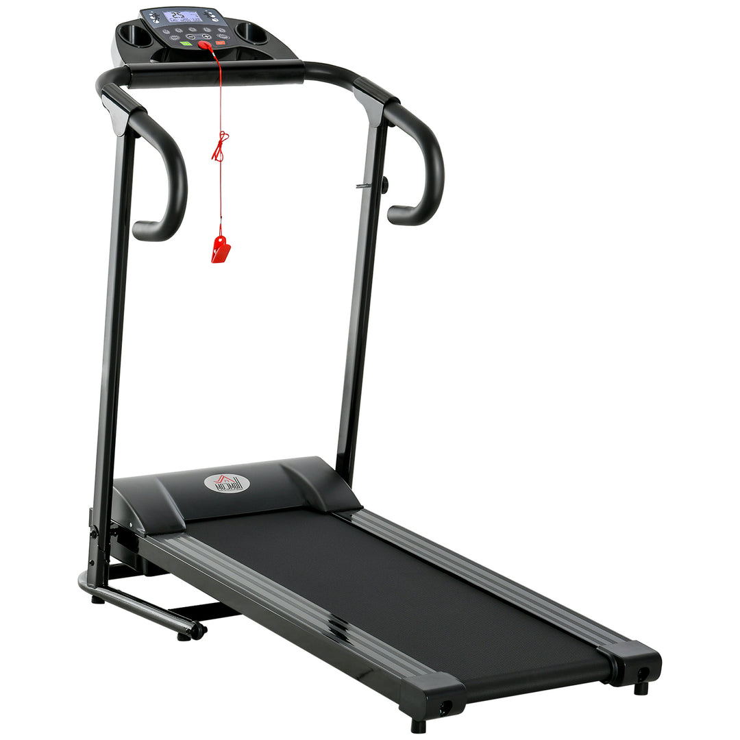 Elektrisk løbebånd, foldbart, med LCD-display, hastighed 0,8-10 km/t og 3 programmer, effekt 500 W, 123 x 62 x 117 cm, sort