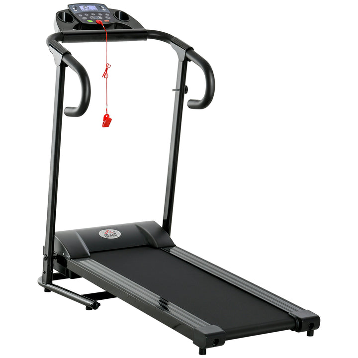 Elektrisk løbebånd, foldbart, med LCD-display, hastighed 0,8-10 km/t og 3 programmer, effekt 500 W, 123 x 62 x 117 cm, sort