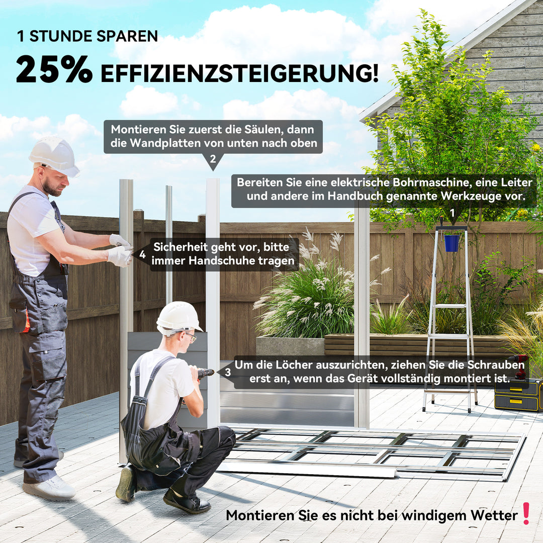 Metalhaveskur, vejrbestandigt og rustbestandigt, aflåseligt, 2,40 x 2,06 x 1,98 m, lysegrå