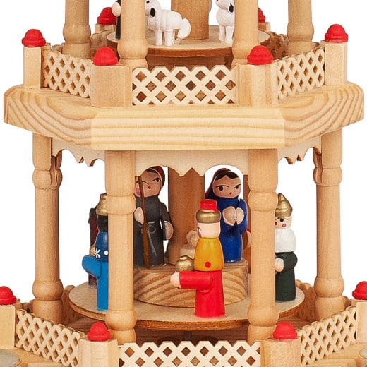 Rotererende julepyramide, brunt træ, 1 fod