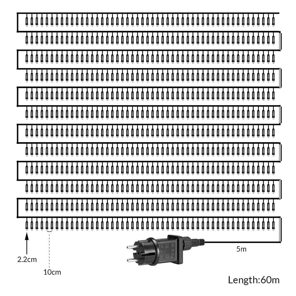 Christmas Fairy Lights Warm White 65m transparent