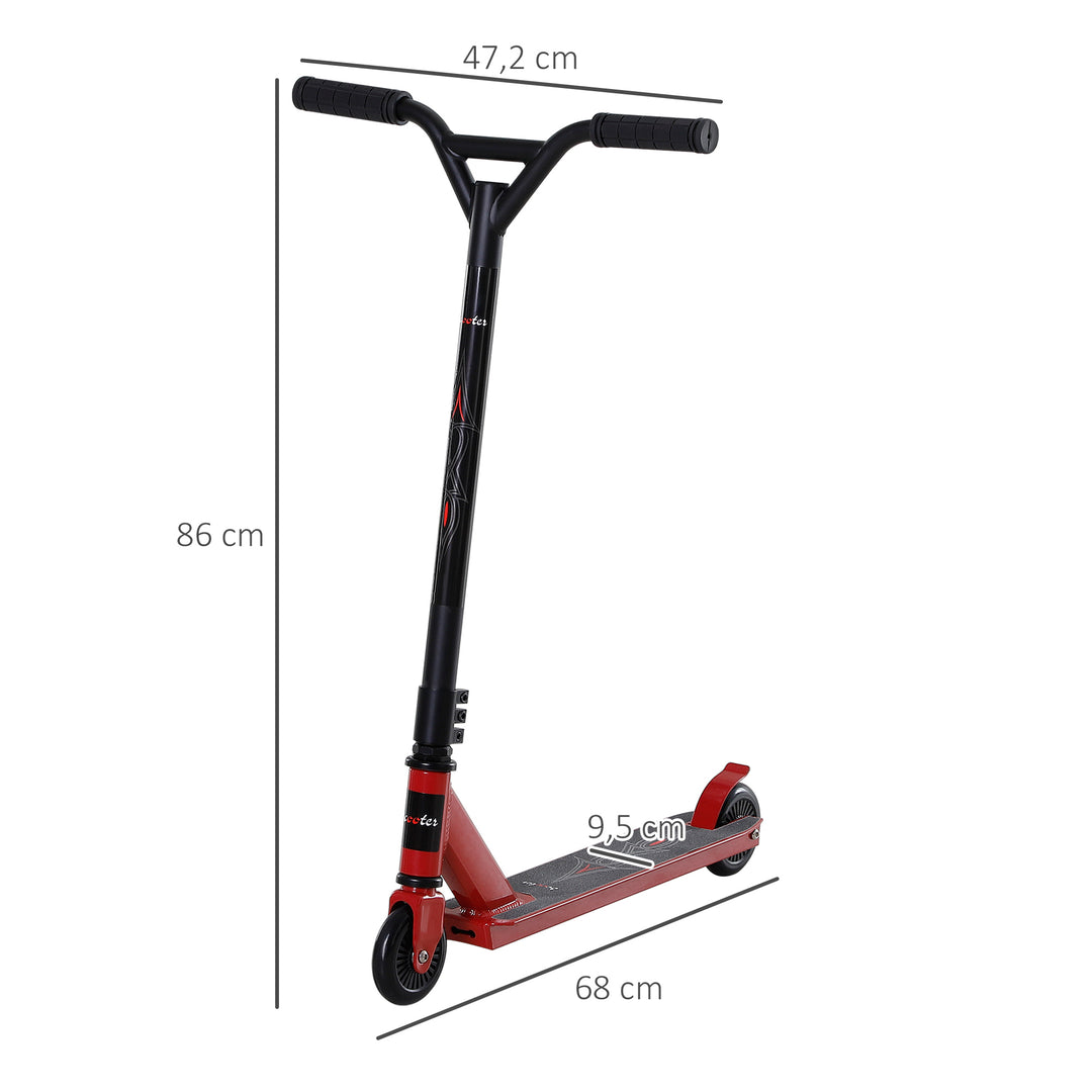 Pro stunt scooter til børn og voksne, freestyle scooter, 100mm syntetiske læderhjul, aluminium rød, til tricks