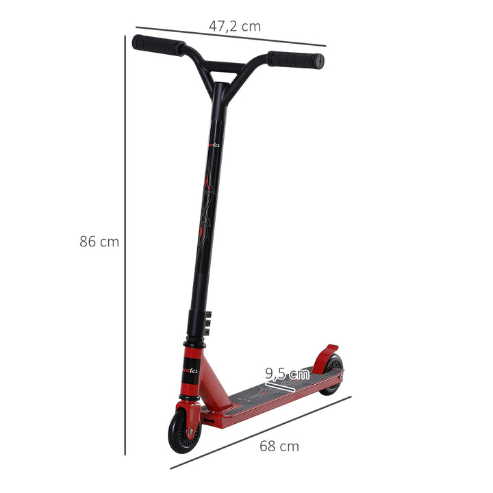 Pro stunt scooter til børn og voksne, freestyle scooter, 100mm syntetiske læderhjul, aluminium rød, til tricks
