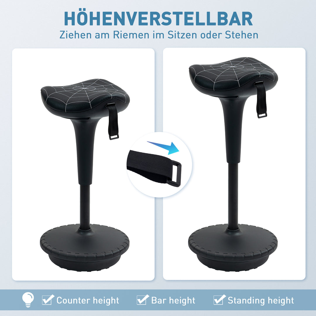 Kontorstol med drejefunktion, ergonomisk stol, højdejusterbar 65,5-83,5 cm, 120° vipbar, sort