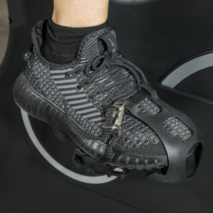 Motionscykel, fitnesscykel med lcd-skærm, tabletholder, flaskeholder, komfortabelt sæde, kompakt, sort