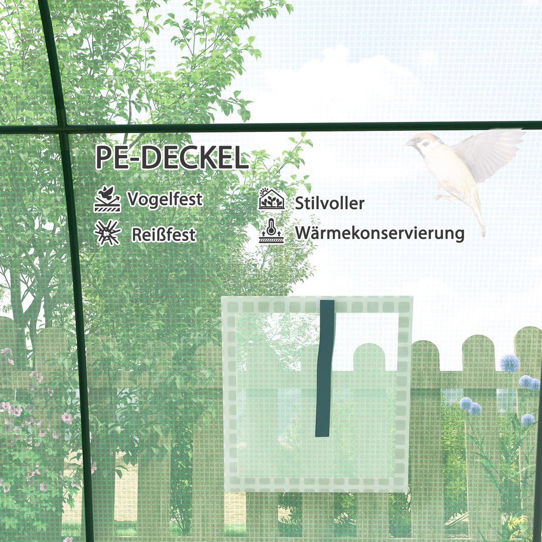 Buet drivhus med sandsække og plastikdække, 2 rulledøre, trådnetvindue, bærbart, 1,8 x 1,8 x 2 m, grønt