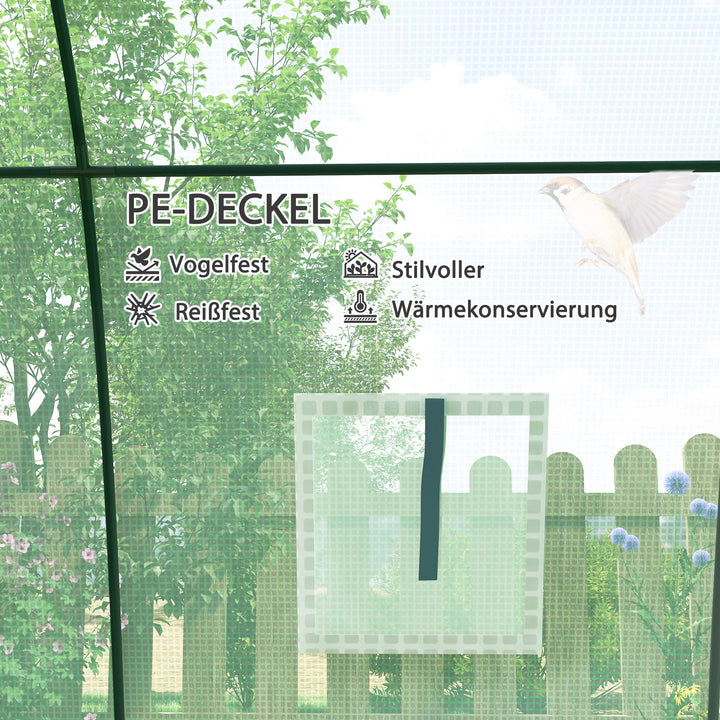 Buet drivhus med sandsække og plastikdække, 2 rulledøre, trådnetvindue, bærbart, 1,8 x 1,8 x 2 m, grønt