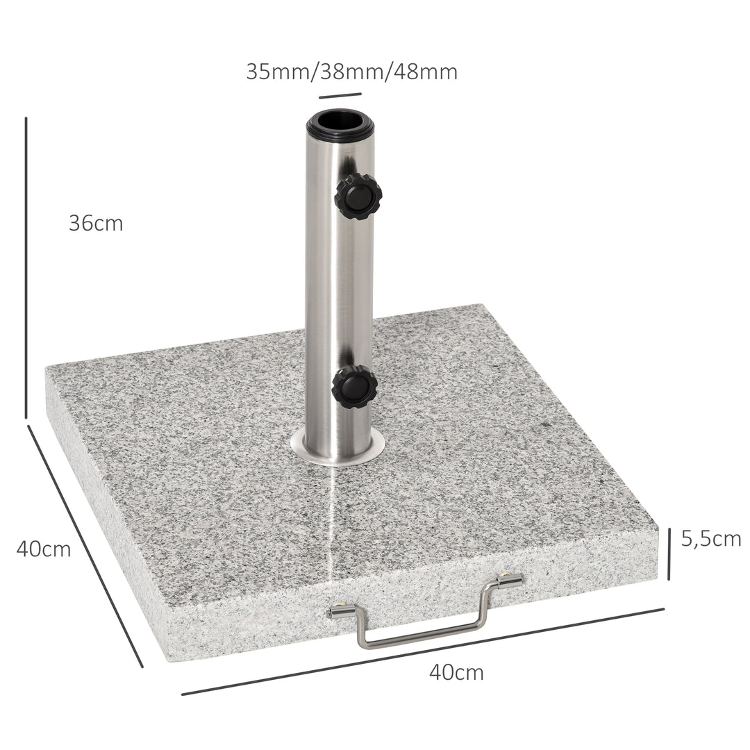 Parasolfod i rustfrit stål med håndtag, halvrund, paraplyholder, paraplyvægt til parasoller Ø3,8-Ø4,8 cm, til altan, terrasse, have, grå