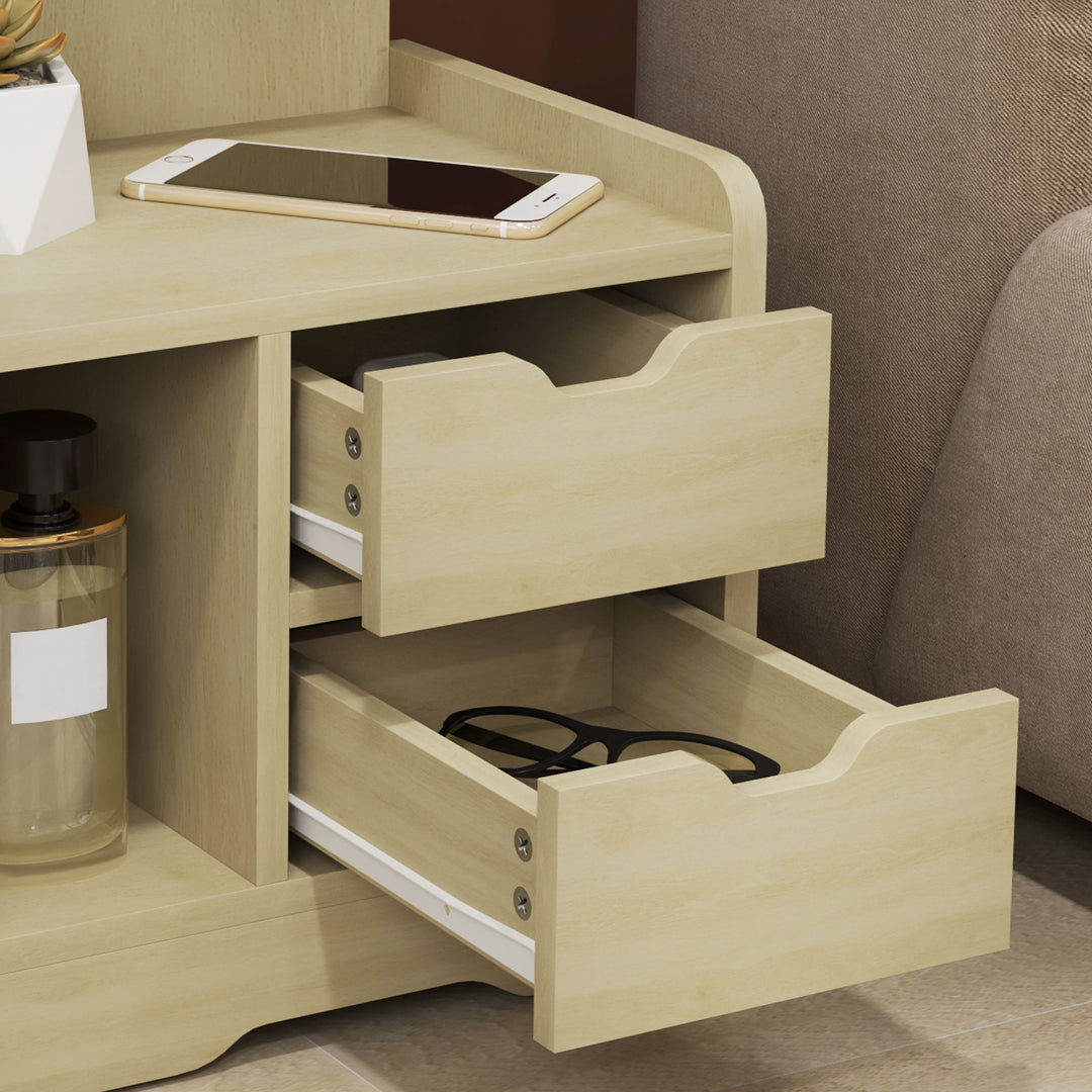 Natbord med 2 skuffer, åben hylde, 40x30x60 cm, trædekoration