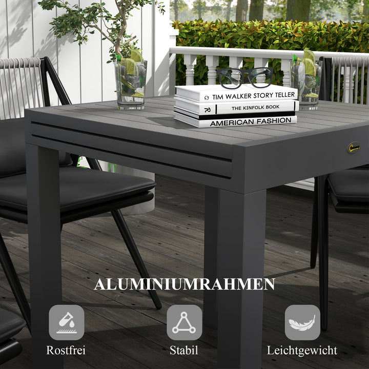 Udendørs havebord, vejrbestandigt, 162 x 80 x 75 cm, grå
