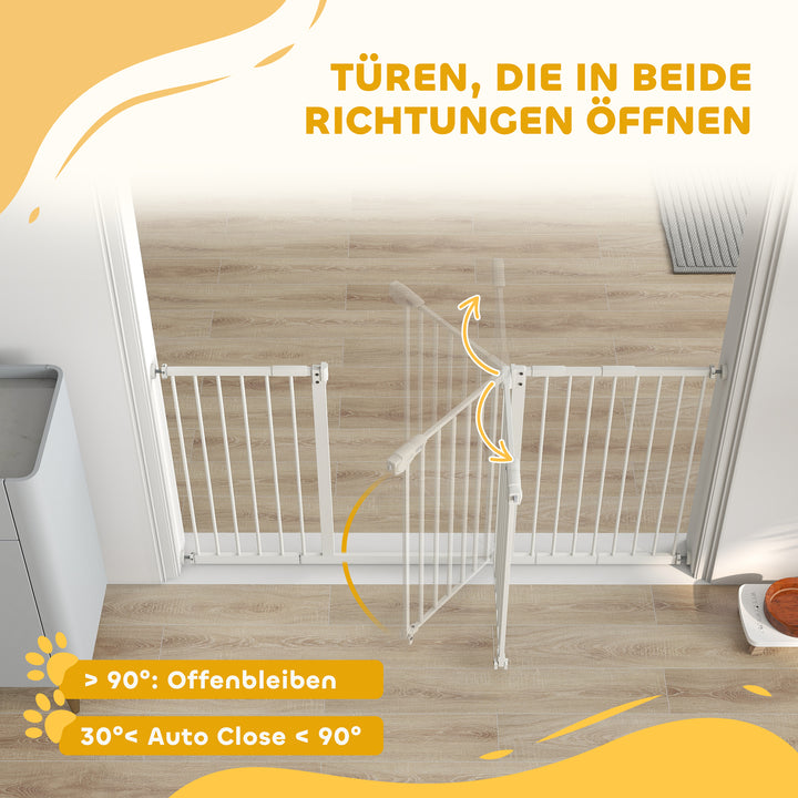 Hundegitter, udvideligt, klemmemontering, metal, 136x76 cm, hvid