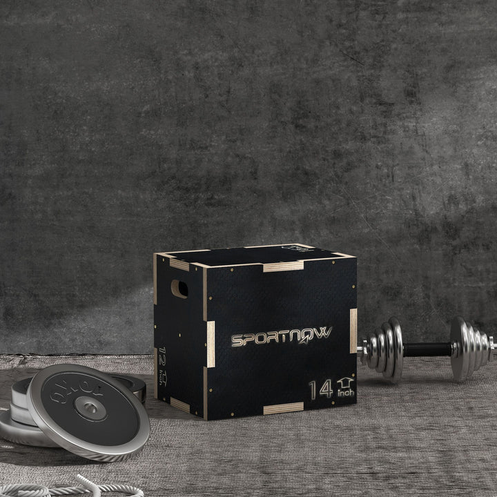 Plyo-boks/springboks, robust, 40,5 x 35,5 x 30,5 cm, sort, håndtag 10 x 3,5 cm, op til 120 kg