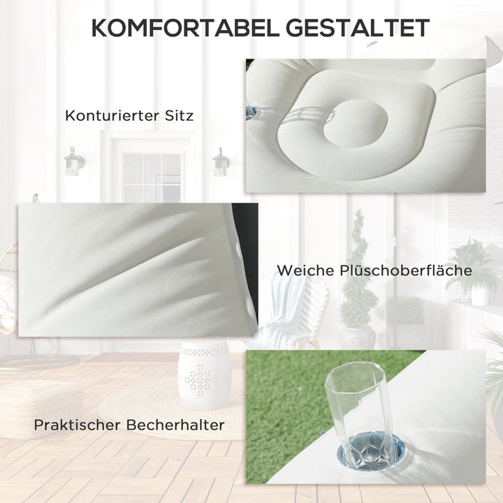 Oppustelig lænestol, luftstol, udendørs stol, 125 x 100 x 87 cm, grå + sort