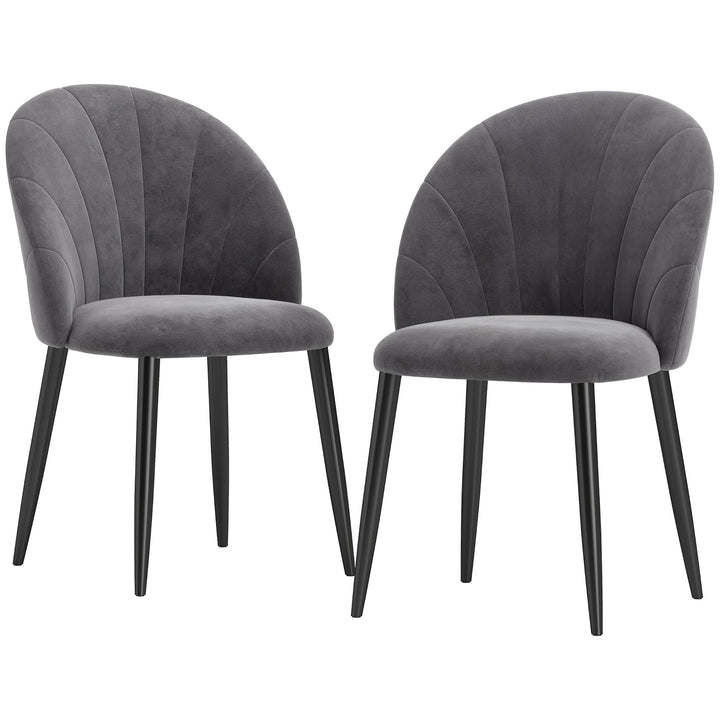 Sæt med 2 spisestuestole, accentstole, køkkenstole, retrodesign, fløjlslook, 52 cm x 54 cm x 79 cm, grå