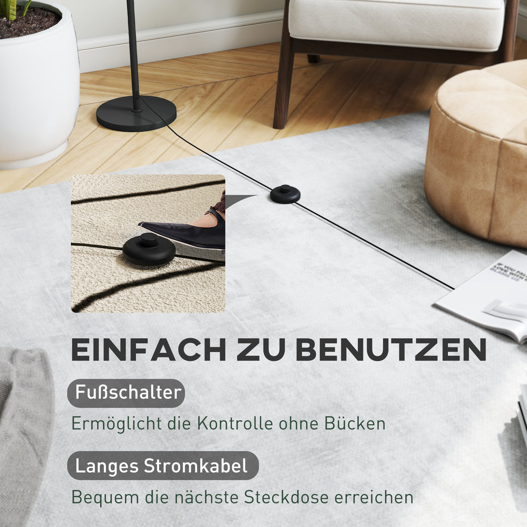 Gulvlampe med måneskærm, fodkontakt, 3 farvetemperaturer, metal, sort