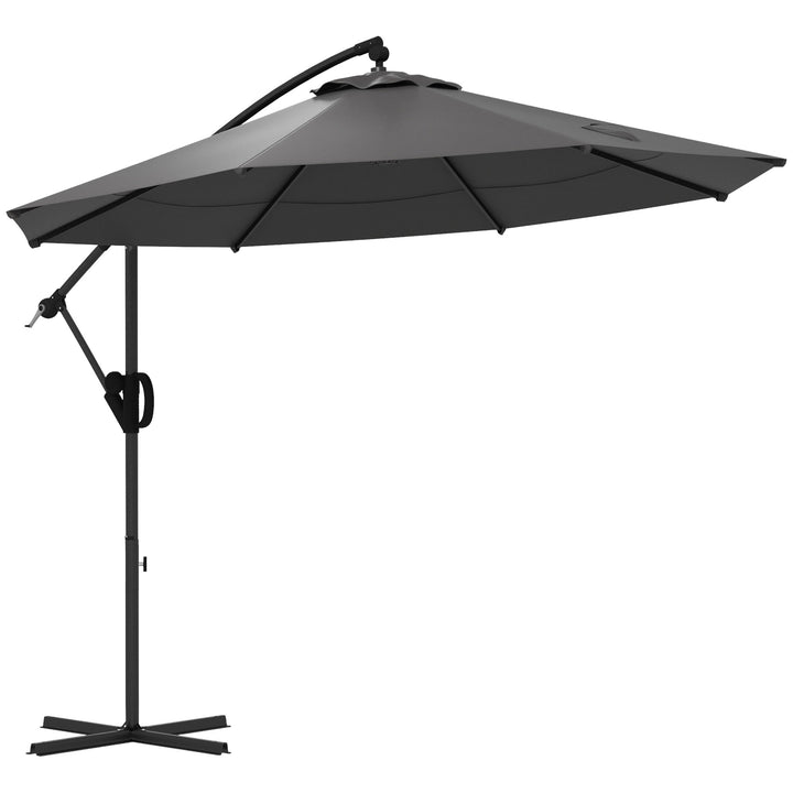 Parasol fritbærende parasol, inklusive krydsfod, 293 x 293 x 260 cm, grå