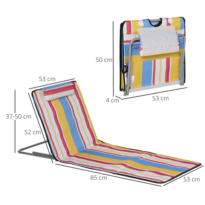Sæt med 2 strandmåtter, justerbare, foldbare, 124L x 53B x 37-50H cm, flerfarvede