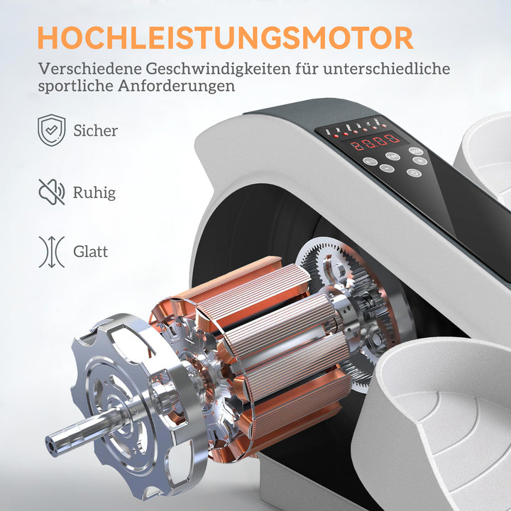 Siddende pedaltræner, mini elliptisk træner med lcd-skærm, fjernbetjening, 10 justerbare hastighedsniveauer, hvid