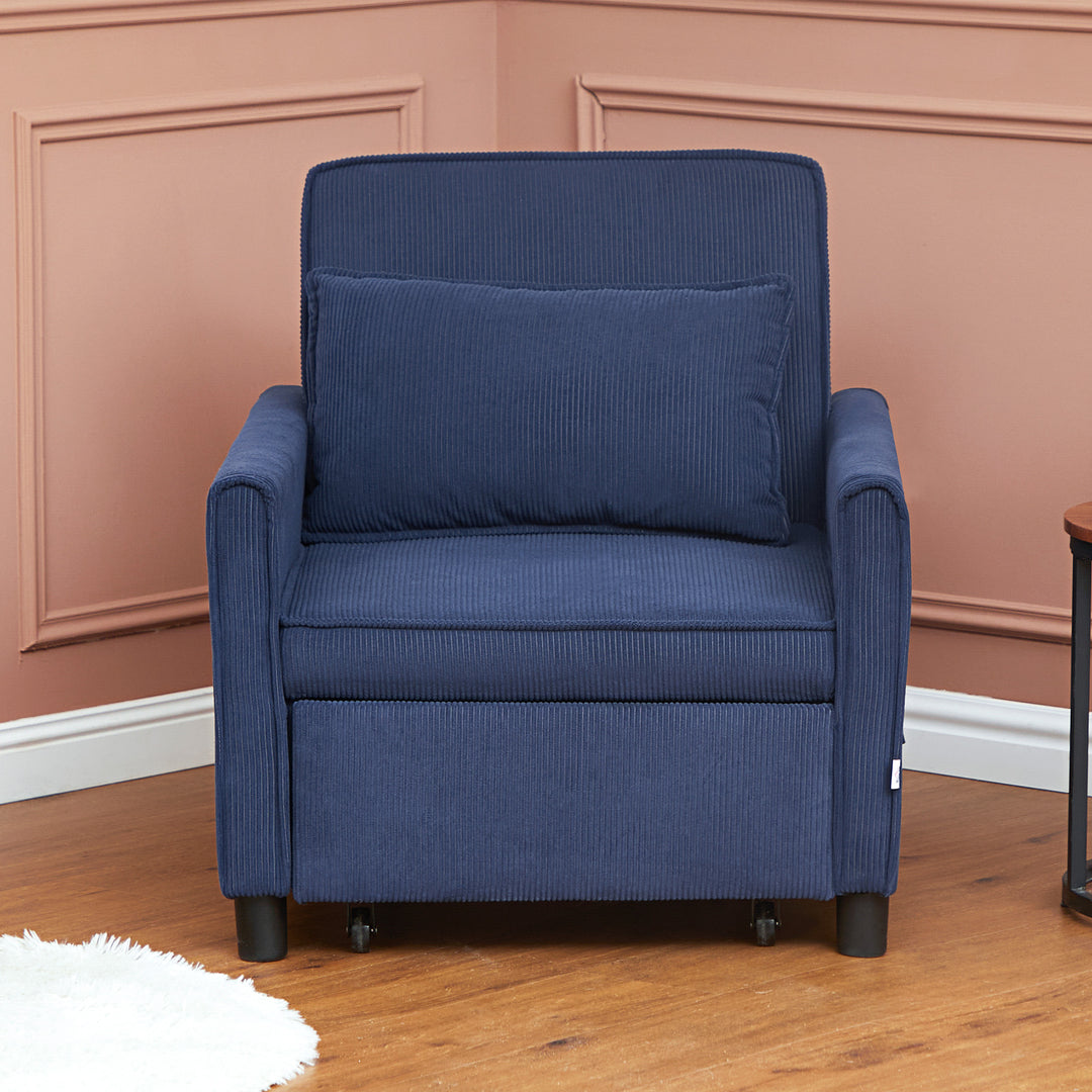 Lænestol, justerbar, 3 positioner, fløjlsbetræk, op til 120 kg, blå