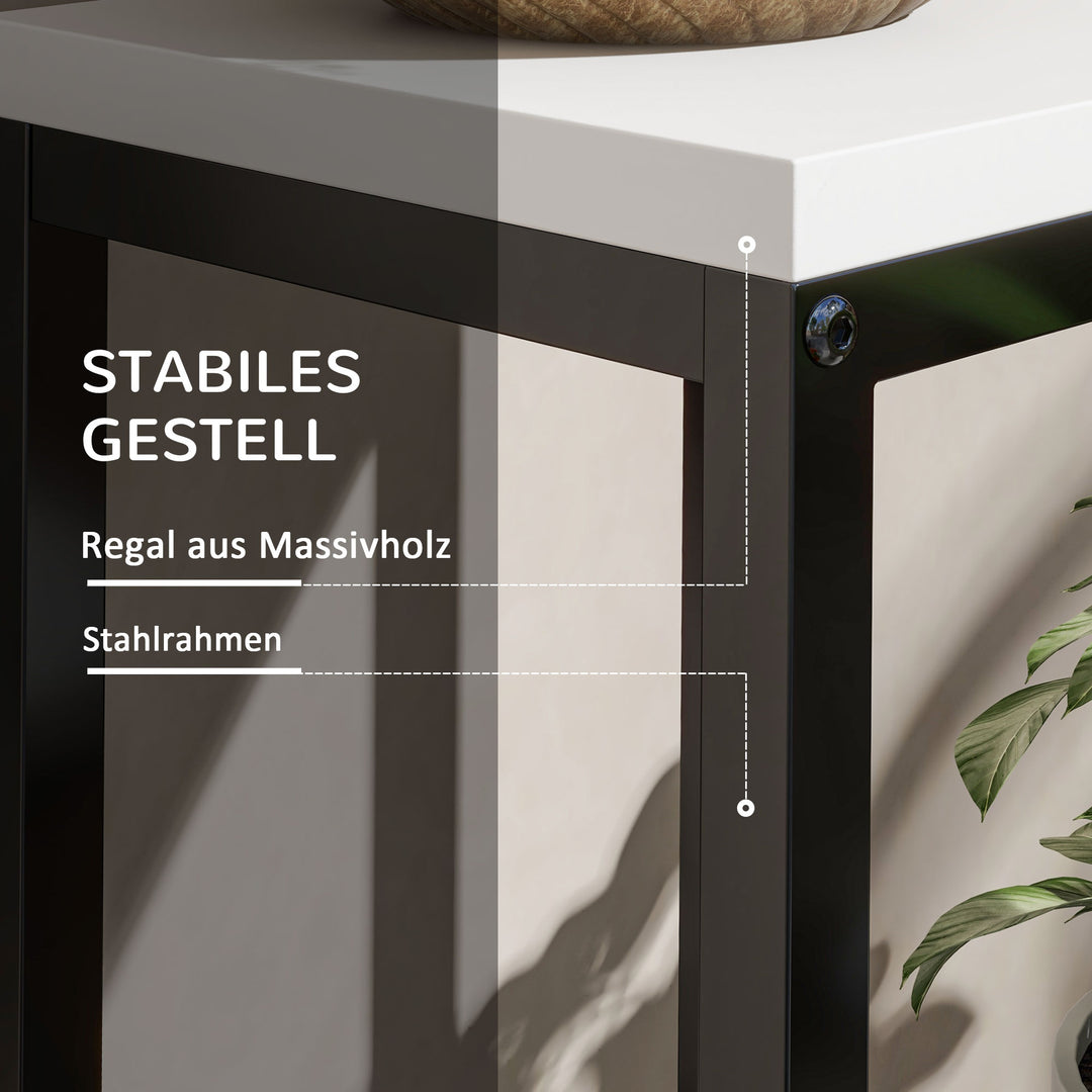 Blomsterhylde, 4 niveauer, indendørs og udendørs, metalramme, 34l x 34b x 70h cm, sort+hvid