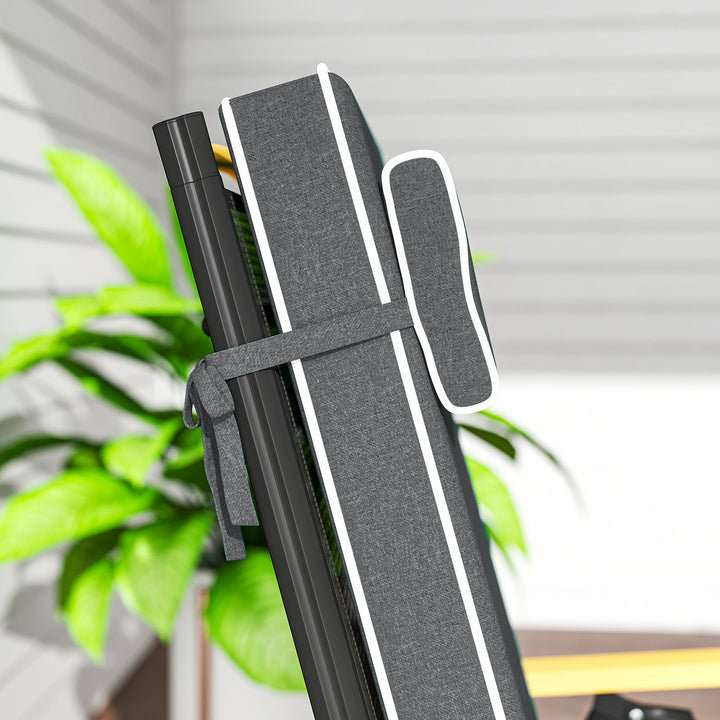 Siddehynde 120 x 47 x 9,5 cm vandafvisende stolehynde med bånd, nakkestøtte, upf50+ mørkegrå