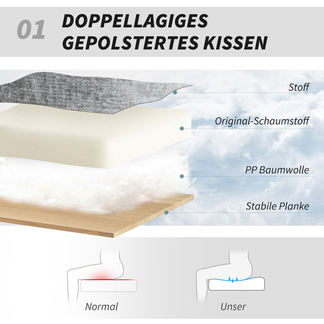 Polstret stol, drejelig polstret kontorstol med blødt stofbetræk, højdejusterbar, stålben, grå