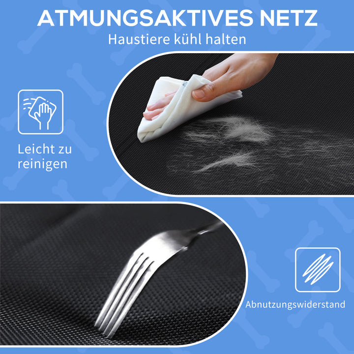 Høj hundeseng med netbetræk og stålramme, 29 x 91 x 69 cm, sort