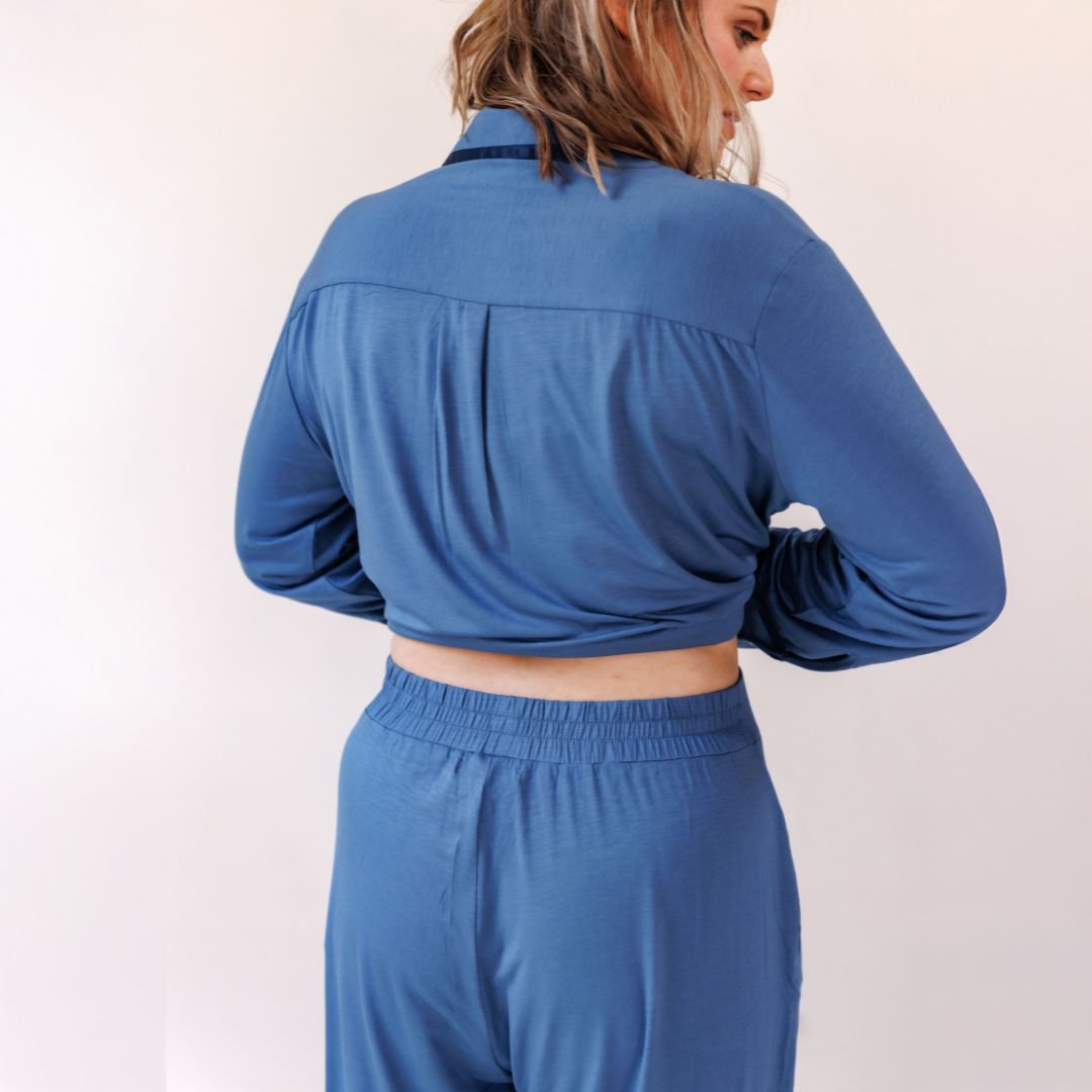 TENCEL™ Pyjamassæt lang dame mørkeblå