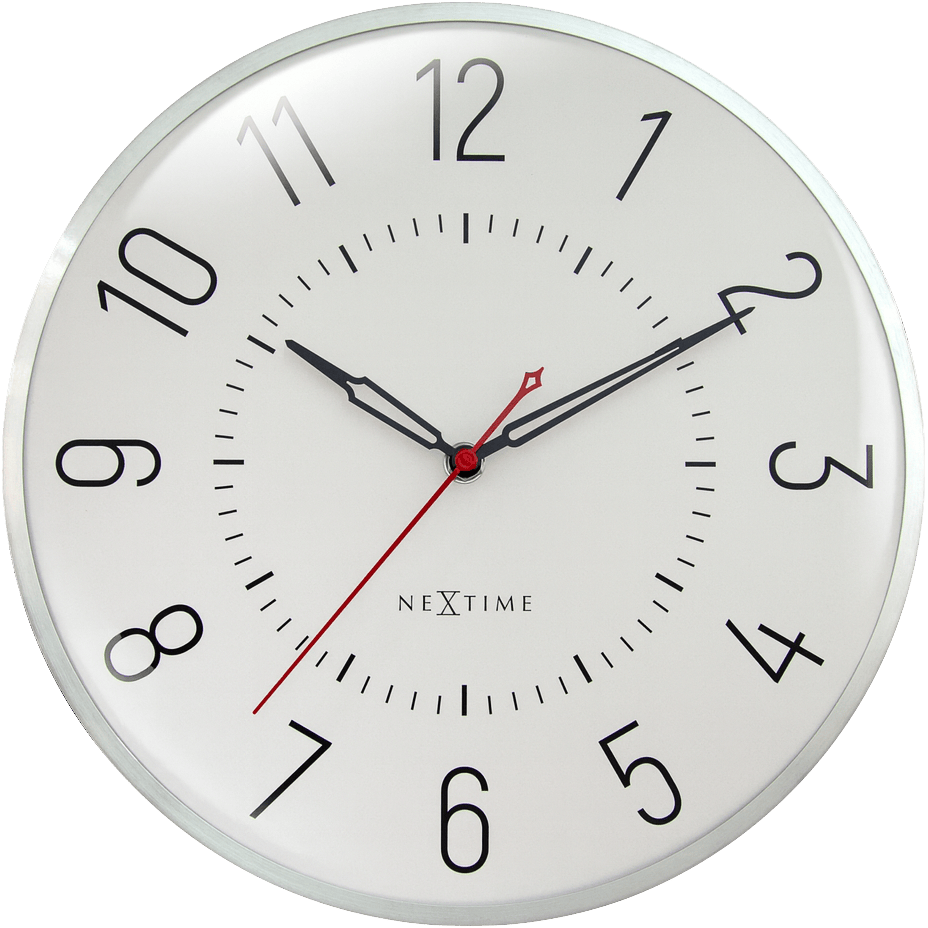 Vægur 30,5 cm-Silent-Dome linse-Aluminium-NeXtime 'Rotterdam'