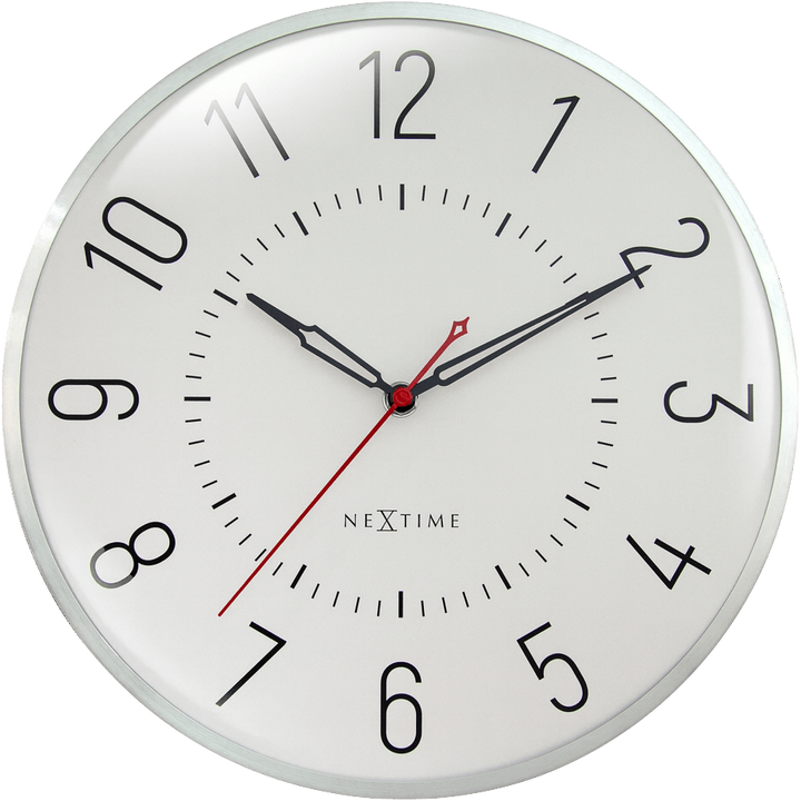 Vægur 30,5 cm-Silent-Dome linse-Aluminium-NeXtime 'Rotterdam'