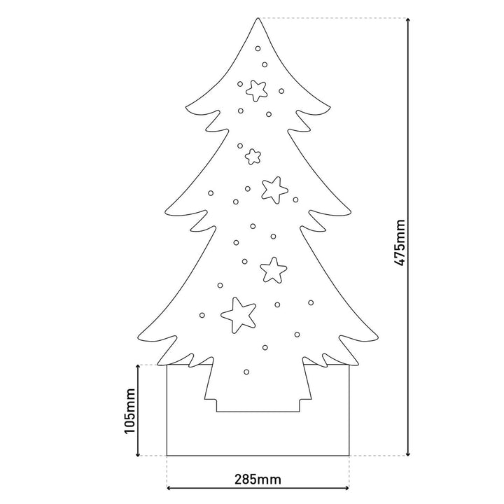 LED Wood Decolum "Fir Tree" lille, lavet af naturligt træ med faste lysdioder, juledekoration til udenfor