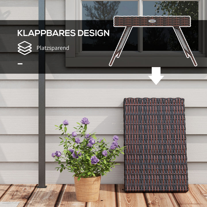Havebord, udendørs sofabord, udendørs sidebord, PE-rattan, vejrbestandig, 60 cm x 41 cm x 41 cm, brun