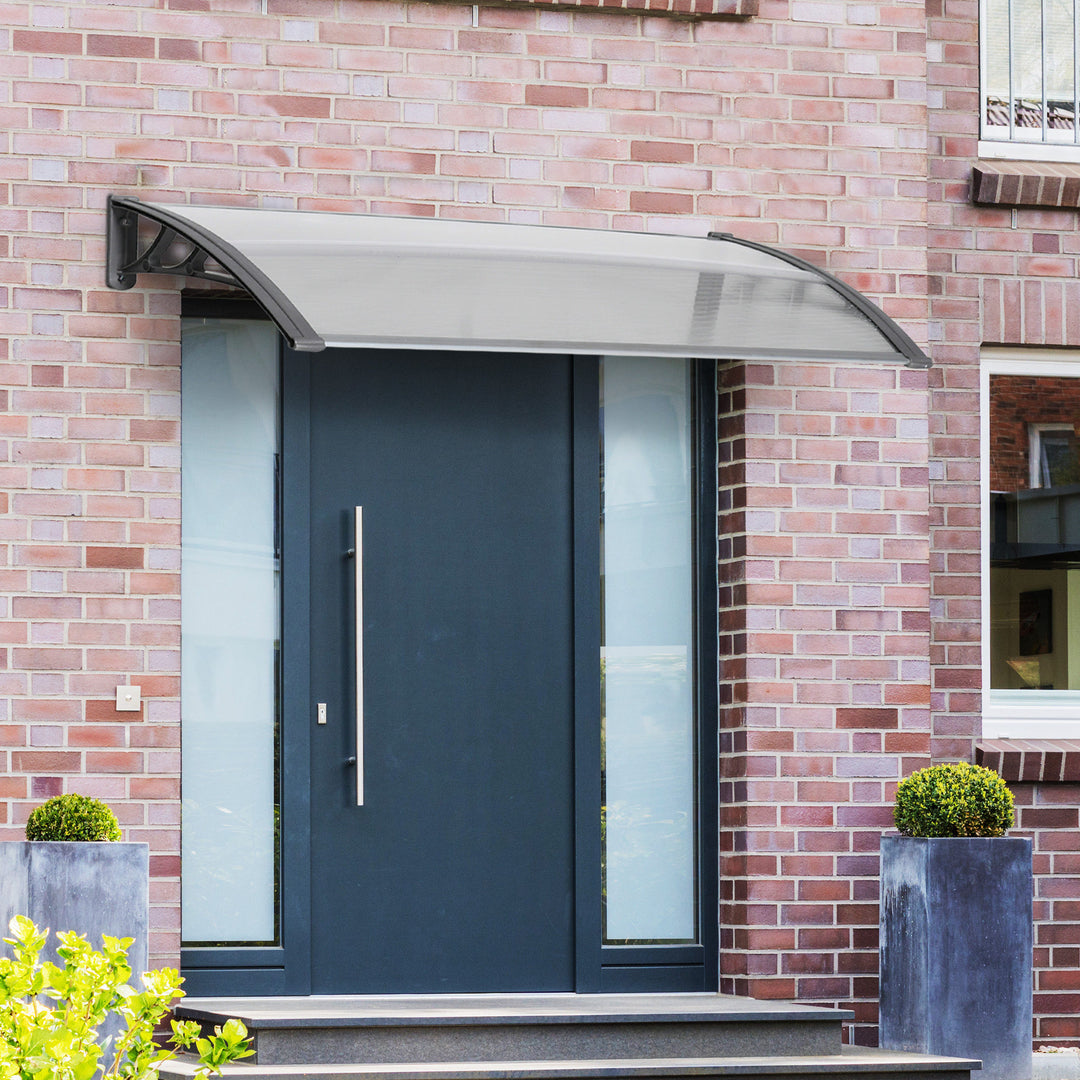 Dørmarkise, beskyttelse mod regn, vind og hagl, polycarbonat, aluminium, 110 x 60 x 18 cm, grå