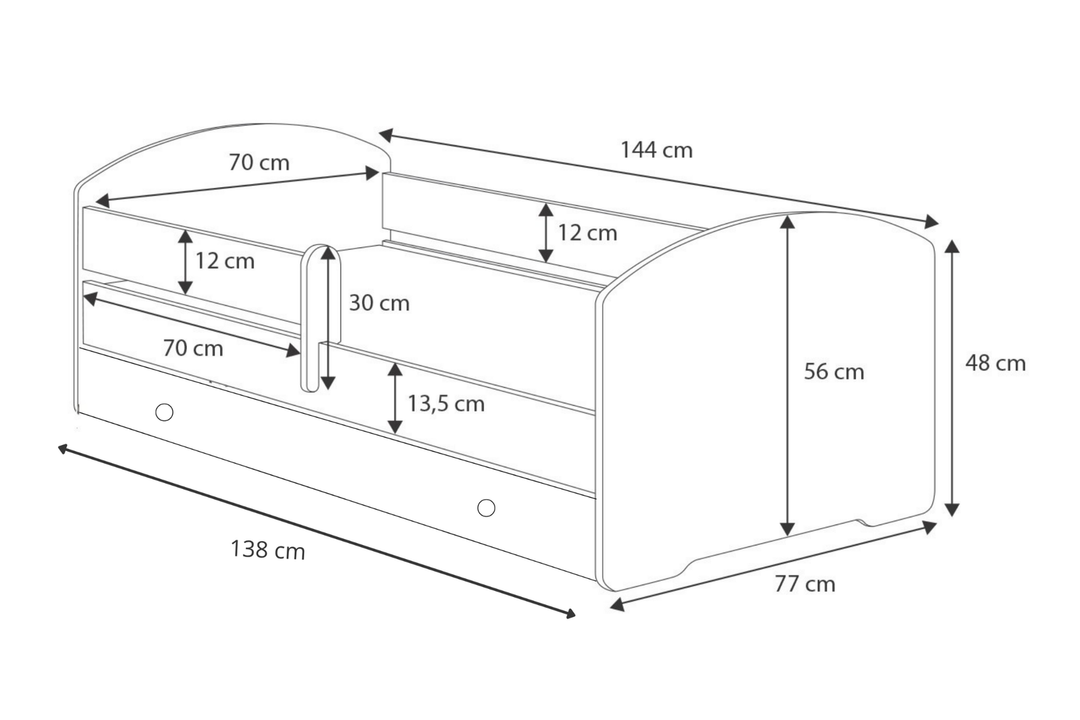 Børneseng Luk 140x70 med skuffe - Police