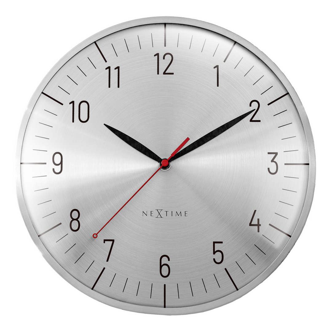 Vægur 30,5 cm-Silent-Dome-linse-Aluminium(urkasse og urskive)-NeXtime 'Frankfurt'