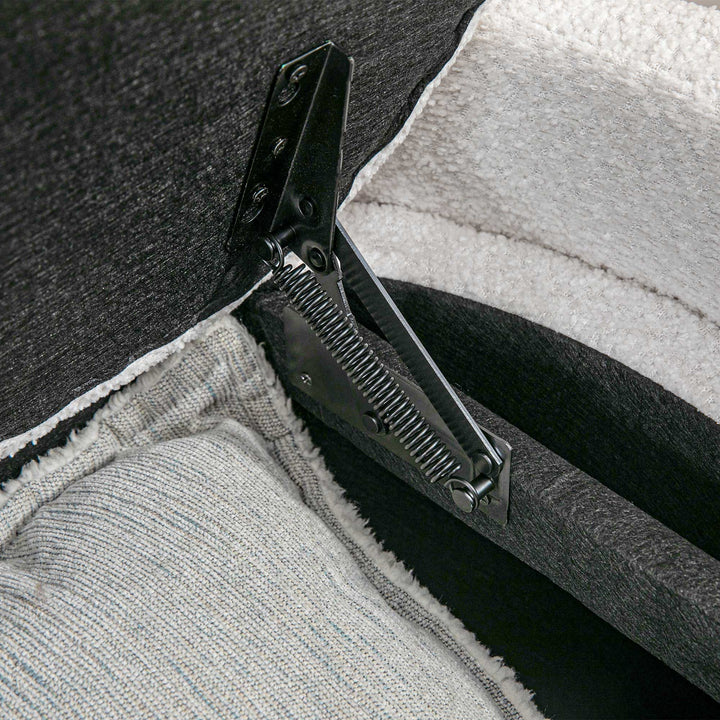 Polstret opbevaringsbænk med skobænk, 105 cm x 44 cm x 45,5 cm, creme/beige